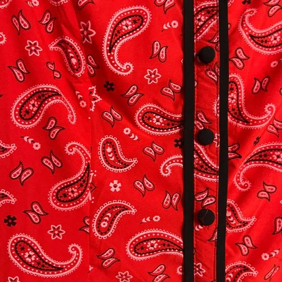 Sourpuss Clothing Red Bandana Western Paisley Top Medium Rockabilly - Picture 4 of 5